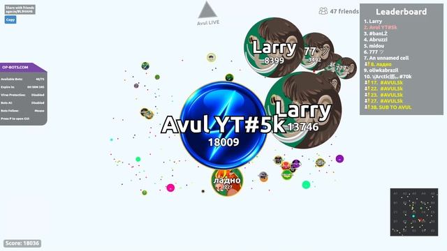 AGAR.IO SERVER TAKEOVER WITH BOTS #878 || OP-BOTS.COM