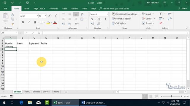 Microsoft Excel 2019: How to Create a Basic Worksheet in Excel