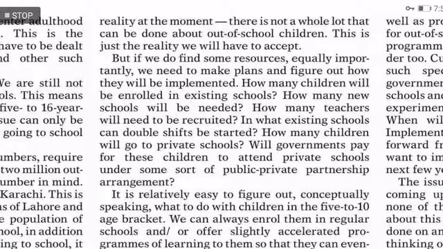 Dawn Editorial 26th July Editorial (urdu explanation) Out of school, out of sight