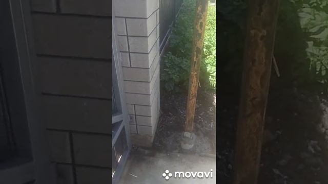 Первые опоры для навеса.