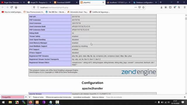 Drupal 18 - Integrando o PostgreSQL no XAMPP + Instalação Drupal com PostgreSQL em servidor local