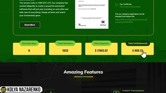 Обзор 100Kbtc.com - Заработок каждый час в долларах