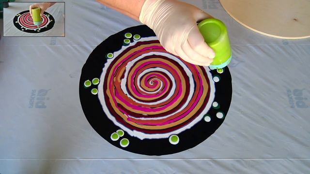 (739) Flower clock ~ From Spiral to flower ~ Acrylic pouring on wood ~ Flower dip technique