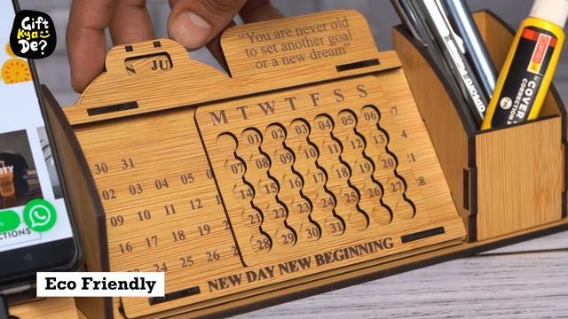 GIFT KYA DE Desk Calender to Lifetime Infinite/Perpetual Calendar 2021/ Mini Slide & Mobile Stand