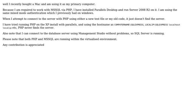 DevOps & SysAdmins: Connecting to SQL Server on Parallels Desktop with PHP (3 Solutions!!)