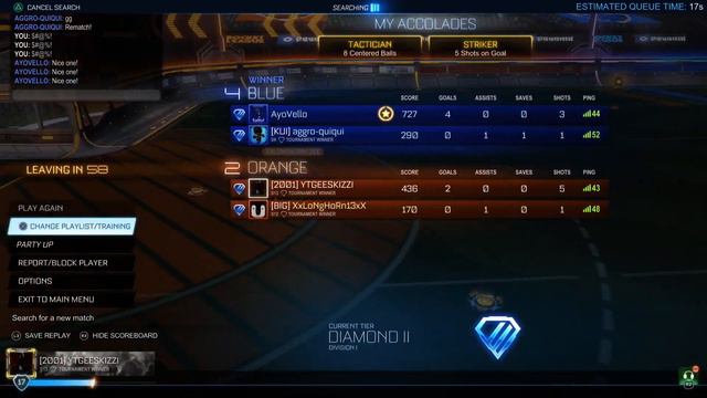 Playing Rocket League rank with random players