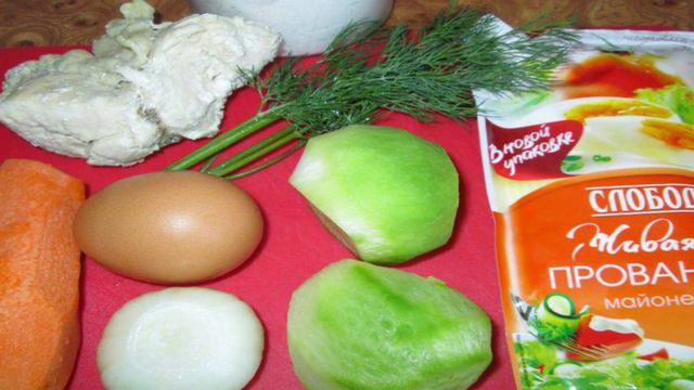 Салат из редьки с курицей