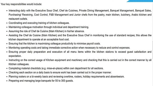 Job vacancy Chef de Cuisine   Cold Kitchen
