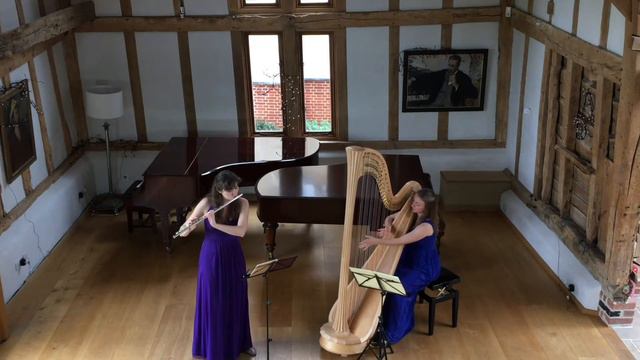 Camille Saint Saëns Fantaisie for violin (flute) and harp played by Duo Mulinello