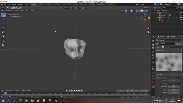 Камень в Blender 2.8 за 2 минуты. Модификаторы subdivision surface  displace.