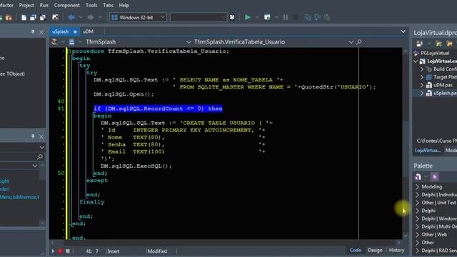Criando tabelas SQLite APP - FMX ProjetoFMX