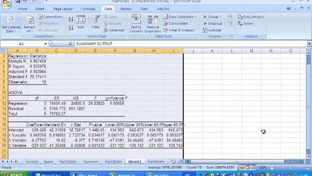 How to do multiple regression with Excel