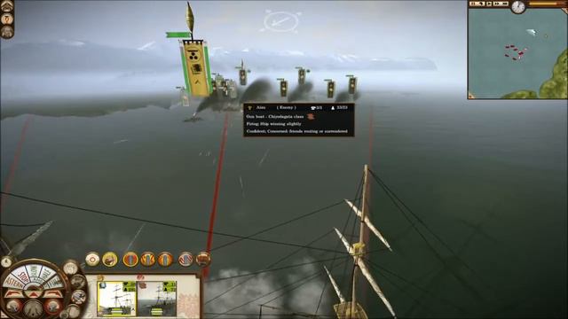 Total War: Shogun 2 Naval Battle: Ironclad Warrior + Corvette vs  Fleet