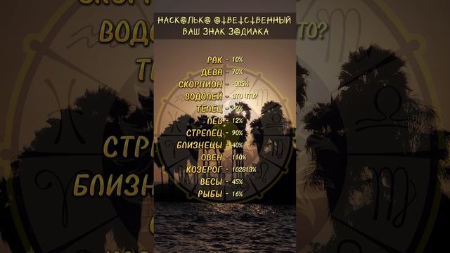 ⭐️Насколько ответственный ваш знак зодиака⭐️