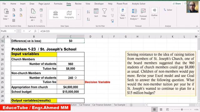 Goal Seek in Excel/Find Decisions Variables