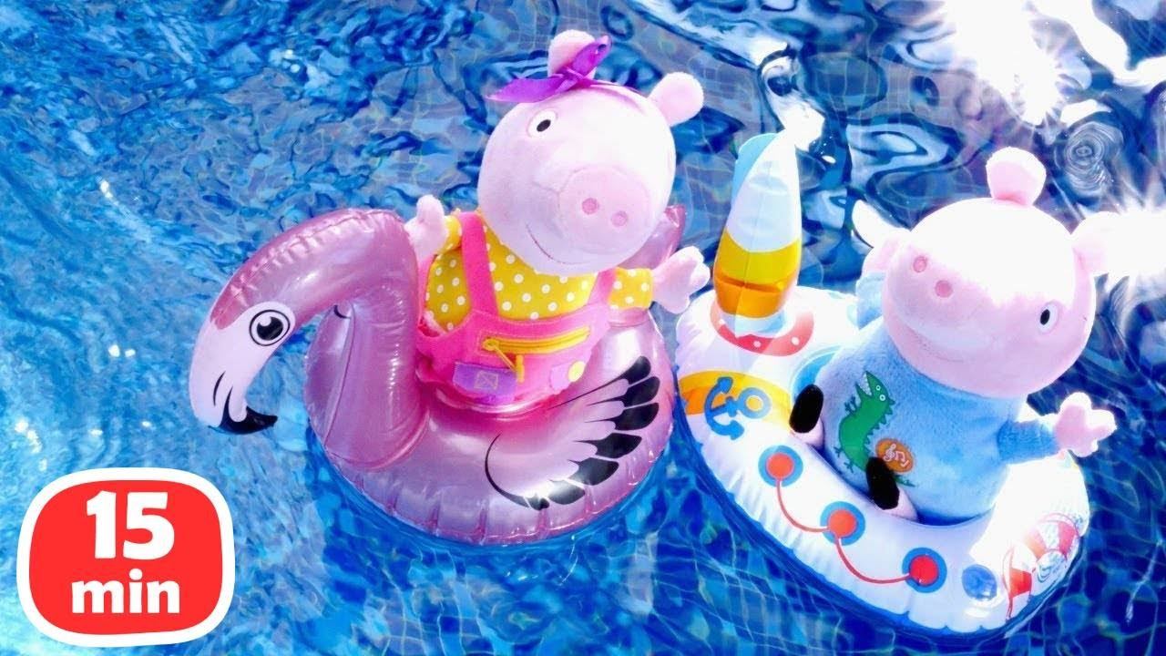 Свинка Пеппа в аквапарке! ️ Сборник видео для детей про игрушки Свинка Пеппа на русском языке