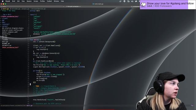[Golang | Vim] Twitter bot + cockroachDB + scheduler !code