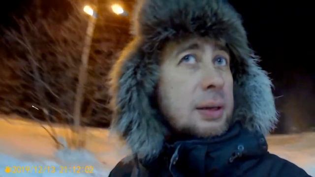 Съёмка экшн камеры SJCAM M20 в ночное время в зимний период при температуре -28 градусов.