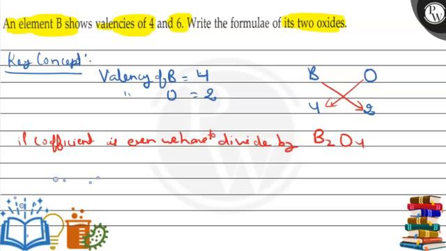 An element B shows valencies of 4 and 6 . Write the formulae of its two oxides.
