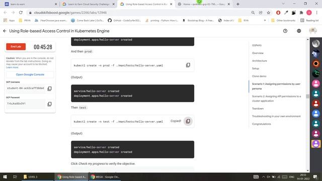Using Role-based Access Control in Kubernetes Engine [GSP493]