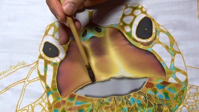 CREATING BATIK FINE ART ON SILK - JEAN-BAPTISTE - SEA TURTLE