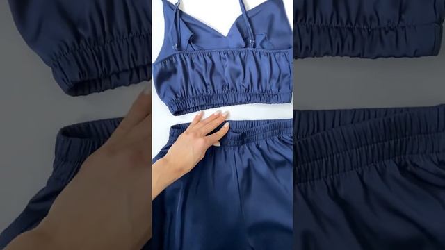 Женская шелковая пижама Family Story комплект топ и штаны на резинке Восточная принцесса синий