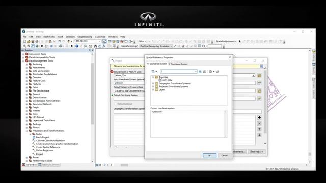 How to Spatially Adjust CAD drawing file and define projection in ArcMap