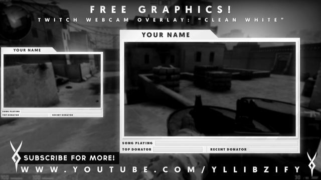Free Graphics: Photoshop Twitch video overlay: "Clean White" template #6 @YLLiBzify