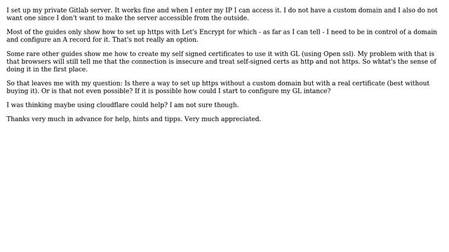 DevOps & SysAdmins: Set up https/SSL certificate for private Gitlab instance without custom domain