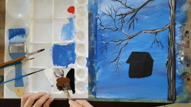 Acrylic Painting Lesson For Beginner : How To Paint A Bird House