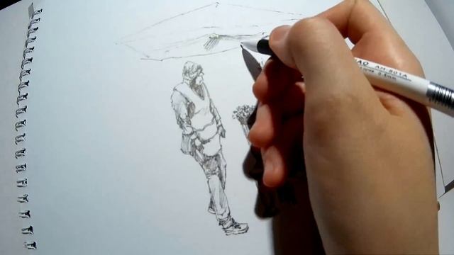 Рисунок гелевой ручкой. Цветочница / Drawing gel pen. Flower girl
