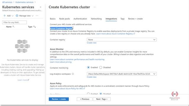 Creating Kubernetes Cluster on Azure Portal Demo