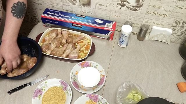 Готовим вкусный булгур с курицей в духовке!
