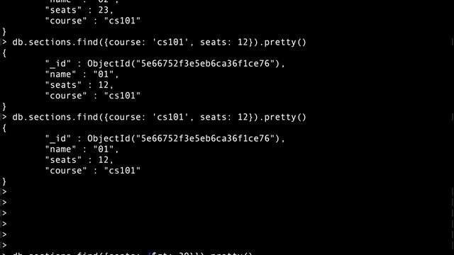 Inserting data into MongoDB with insert cs5200 sp20 10105