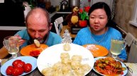 Мукбанг Манты с Помидорами и быстрым Чимчи / Разговор про зарплаты и пенсии в России / Mukbang