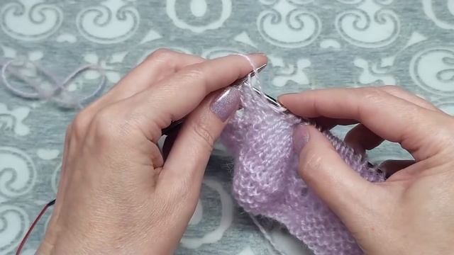 Ажурный палантин спицами из пряжи Alize Angora Real 40.МК.