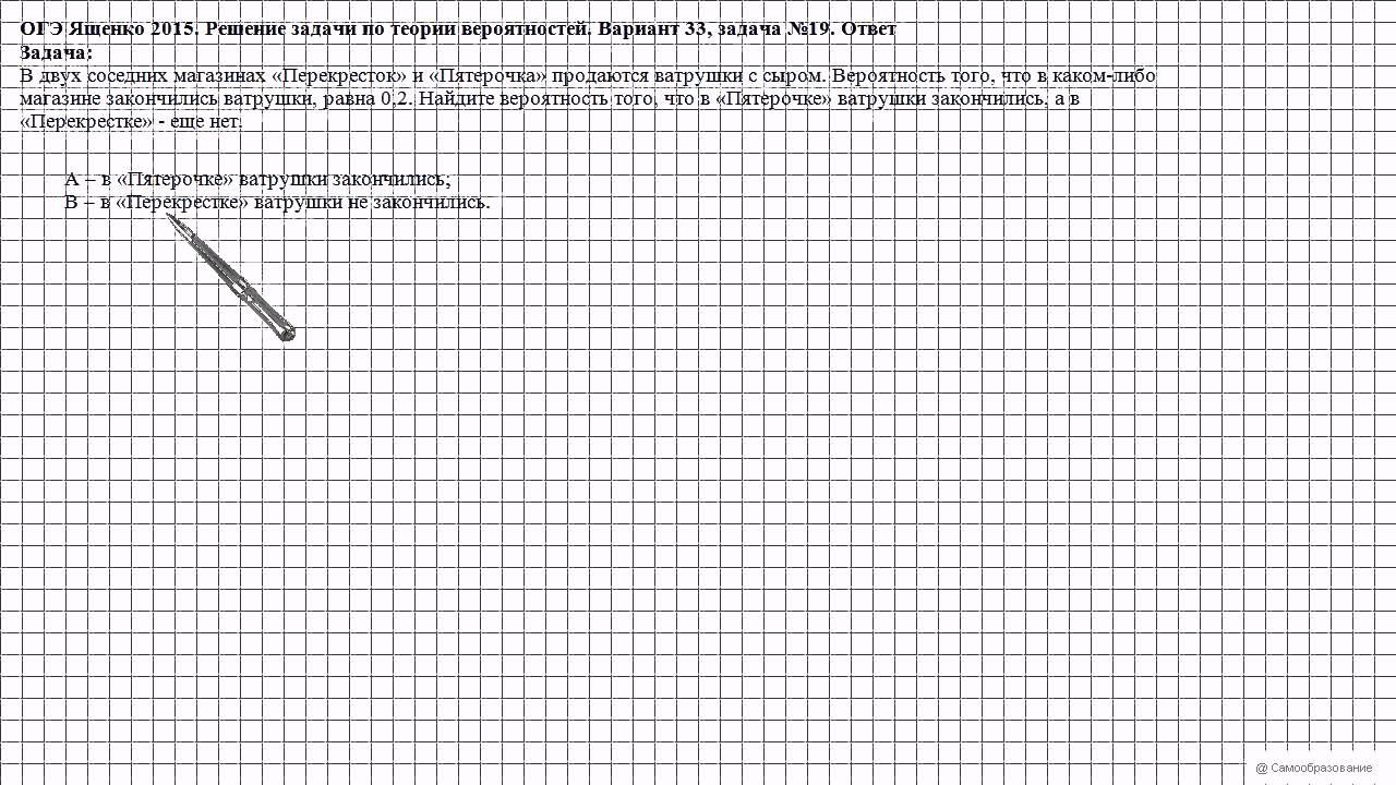 ОГЭ Ященко 2015. Вариант 33, задача №19. Ответ