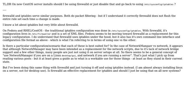 firewalld vs iptables - when to use which