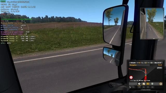 Euro Truck Simulator 2 : Native Linux vs Proton performance 900p resolution monitor