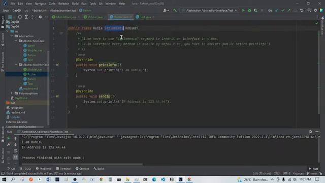 Abstraction 03 : Interface extends, implements.