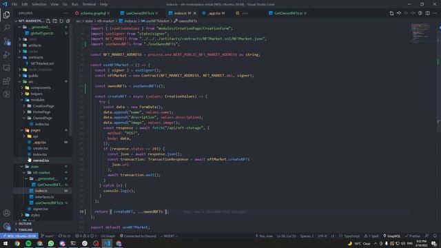 NFT Marketplace:  Querying The Graph API and displaying owned NFTs