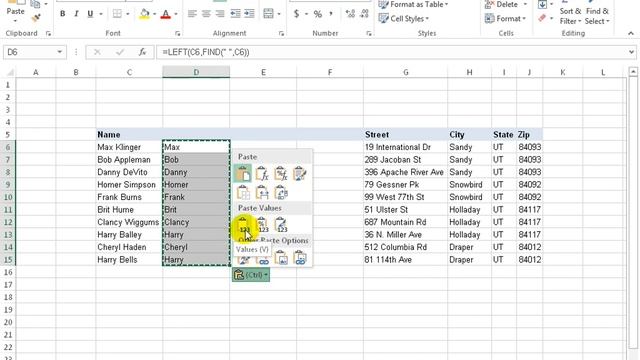 Excel 2016: LEFT, SEARCH And FIND Functions