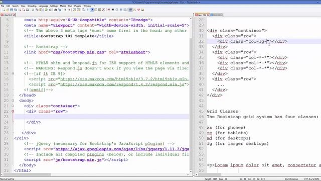 Bootstrap Tutorial For Beginners 3   Row and Column in Grid System yt