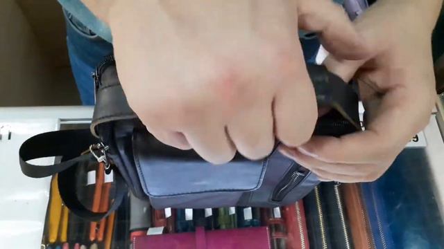 Плечевая мужская кожаная сумка Slide