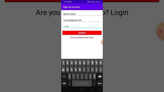 Registration app in Android studio in java or firebase.