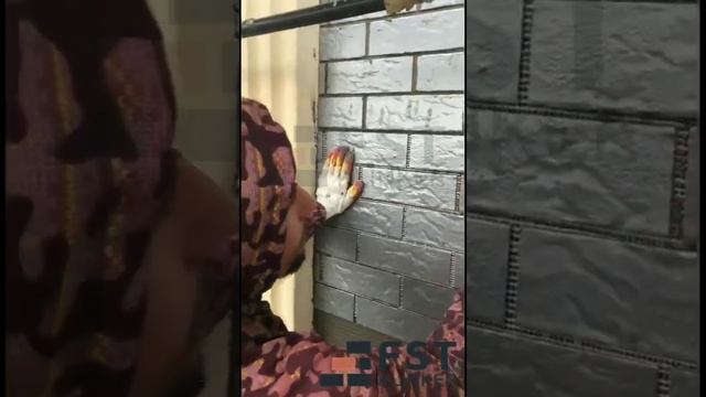 Монтаж Гибкой клинкерной плитки "FST" в модулях с защитной пленкой