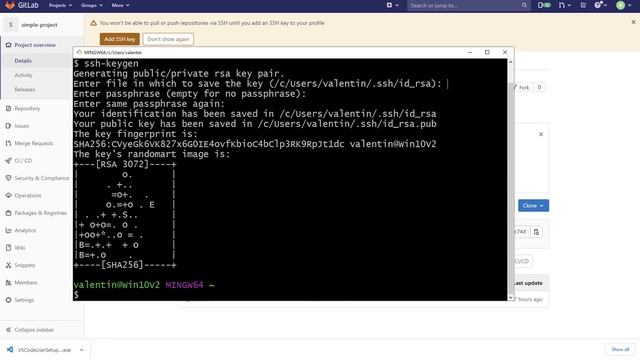 Setup Git for using GitLab (including SSH key) - Windows 10