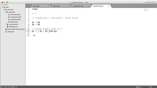 PHP conditional operator Examples [part 12]