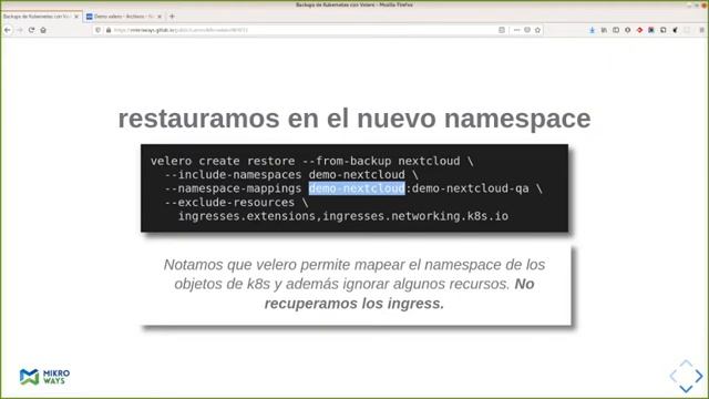 Backups de kubernetes con Velero
