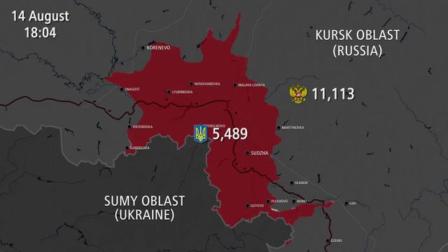 Анимирана карта на военните операции в района на Курск от 6 до 22 август